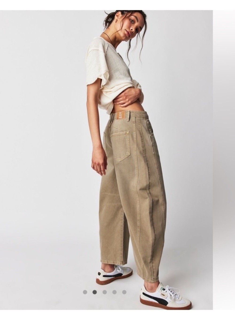 We The Free Good Luck Barrel Jeans Taupe Khaki size 30 GUC (see flaws) - Picture 2 of 7